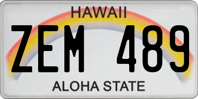 HI license plate ZEM489