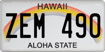 HI license plate ZEM490