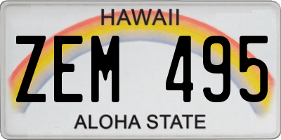 HI license plate ZEM495