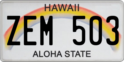 HI license plate ZEM503