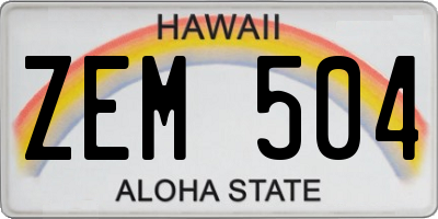 HI license plate ZEM504