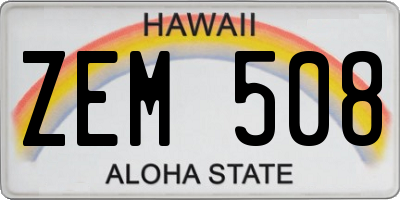 HI license plate ZEM508