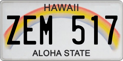 HI license plate ZEM517