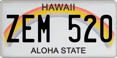 HI license plate ZEM520