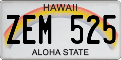 HI license plate ZEM525