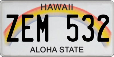 HI license plate ZEM532