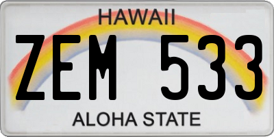 HI license plate ZEM533