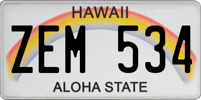 HI license plate ZEM534