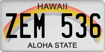 HI license plate ZEM536