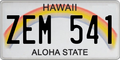 HI license plate ZEM541