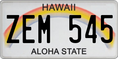 HI license plate ZEM545