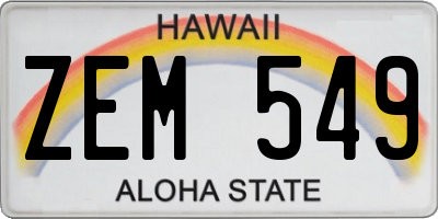 HI license plate ZEM549