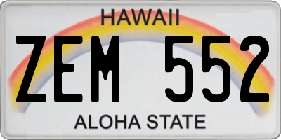 HI license plate ZEM552
