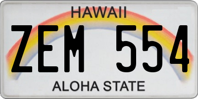 HI license plate ZEM554