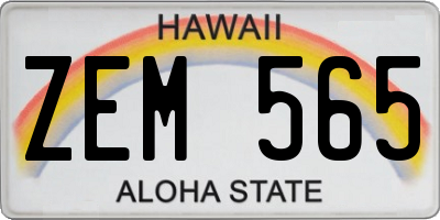 HI license plate ZEM565