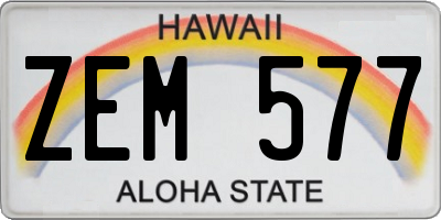 HI license plate ZEM577