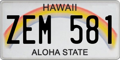 HI license plate ZEM581