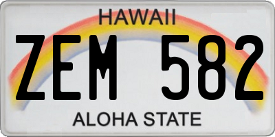 HI license plate ZEM582