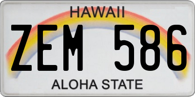 HI license plate ZEM586