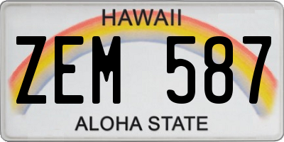 HI license plate ZEM587