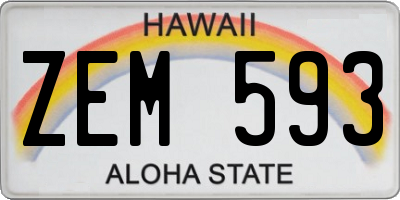 HI license plate ZEM593