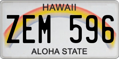 HI license plate ZEM596