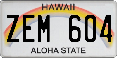HI license plate ZEM604