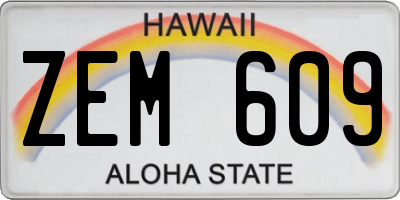 HI license plate ZEM609