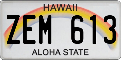 HI license plate ZEM613