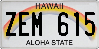 HI license plate ZEM615