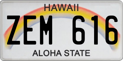 HI license plate ZEM616