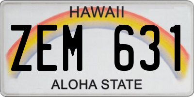 HI license plate ZEM631