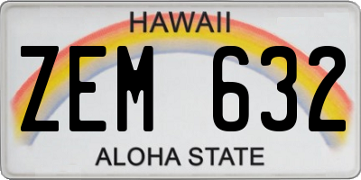 HI license plate ZEM632