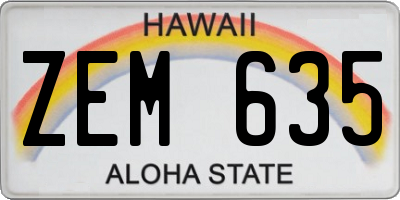 HI license plate ZEM635