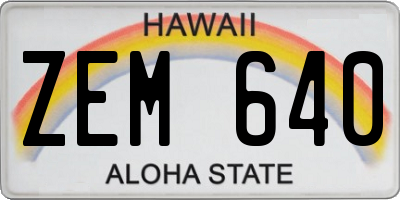 HI license plate ZEM640
