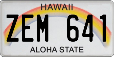 HI license plate ZEM641