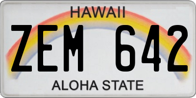 HI license plate ZEM642