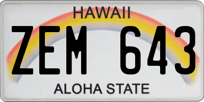 HI license plate ZEM643