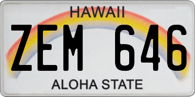 HI license plate ZEM646