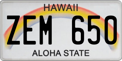 HI license plate ZEM650