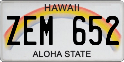 HI license plate ZEM652