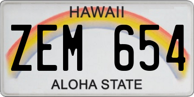 HI license plate ZEM654