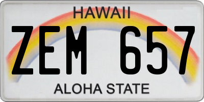 HI license plate ZEM657