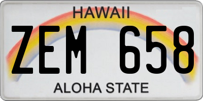 HI license plate ZEM658