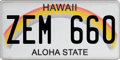HI license plate ZEM660