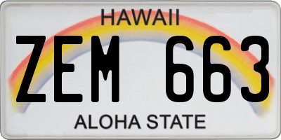 HI license plate ZEM663