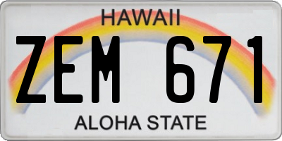 HI license plate ZEM671