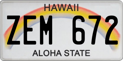 HI license plate ZEM672