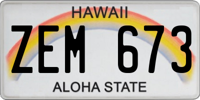 HI license plate ZEM673