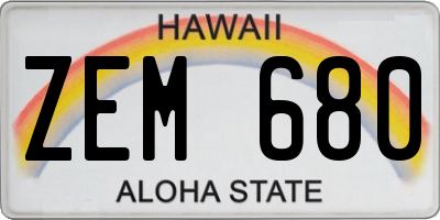 HI license plate ZEM680